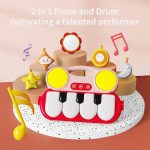 Eners Baby Gyms Play Mats Musical Activity Center Baby Piano Gym Mat Tummy Time Padded Mat for Newborn Toddler Infants(Red) - Image 2